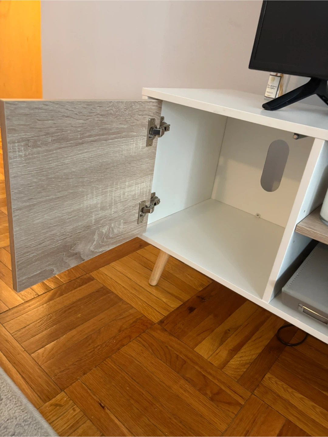 Mid-Century Modern White/Oak TV Stand - 53 inch - photo 4
