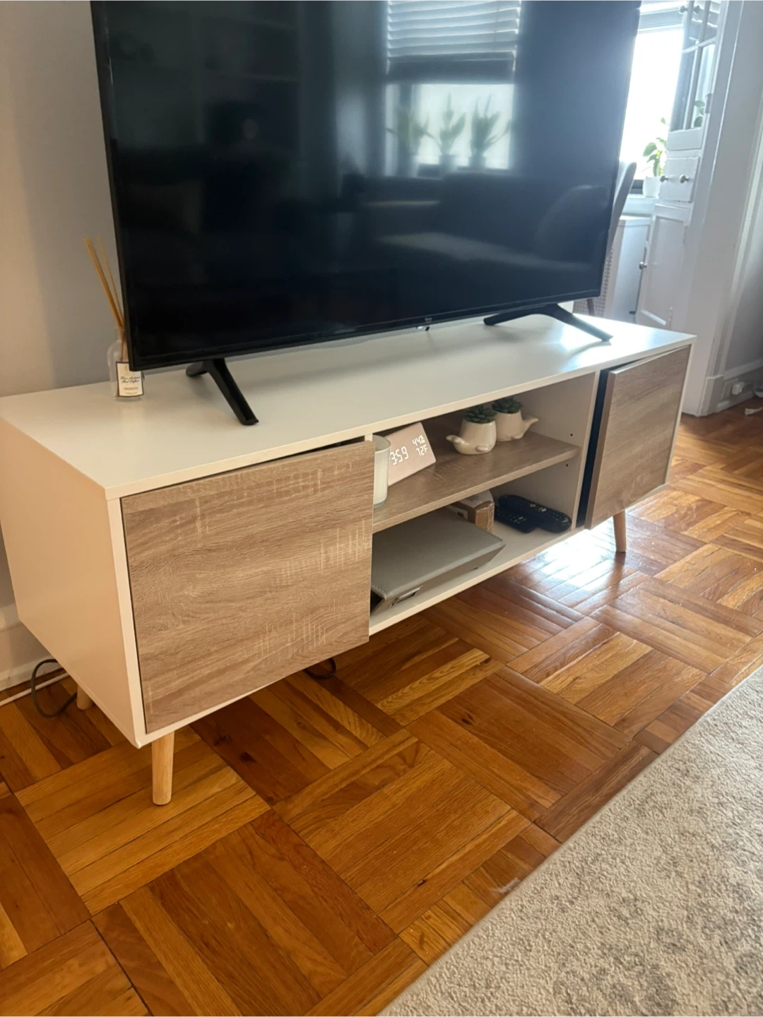 Mid-Century Modern White/Oak TV Stand - 53 inch - photo 3