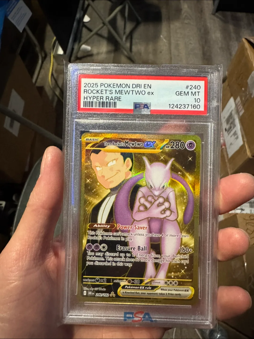 Pokemon Destined Rivals Team Rocket's Mewtwo ex 240/182 PSA 10
