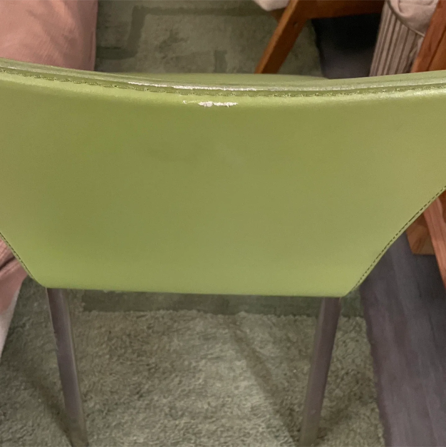 CB2 Diego Green Leather MidCentury Chair (2) image indicator(4)