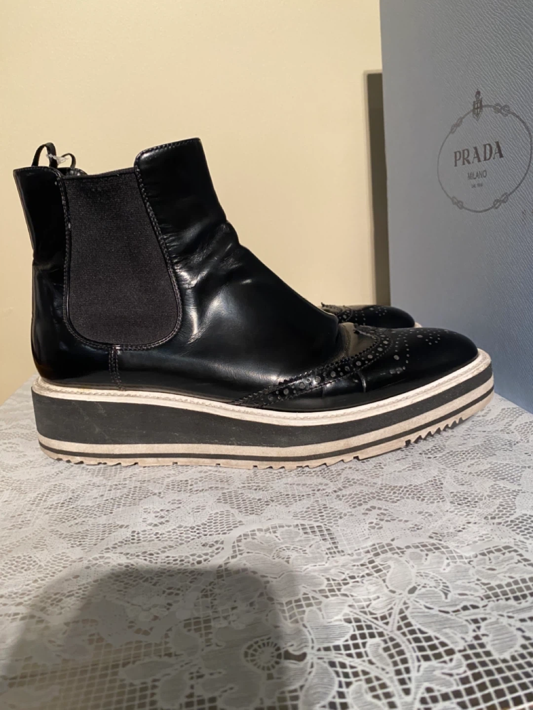 Authentic Prada Leather Chelsea Dress Boots Sz 9.5 - photo 3