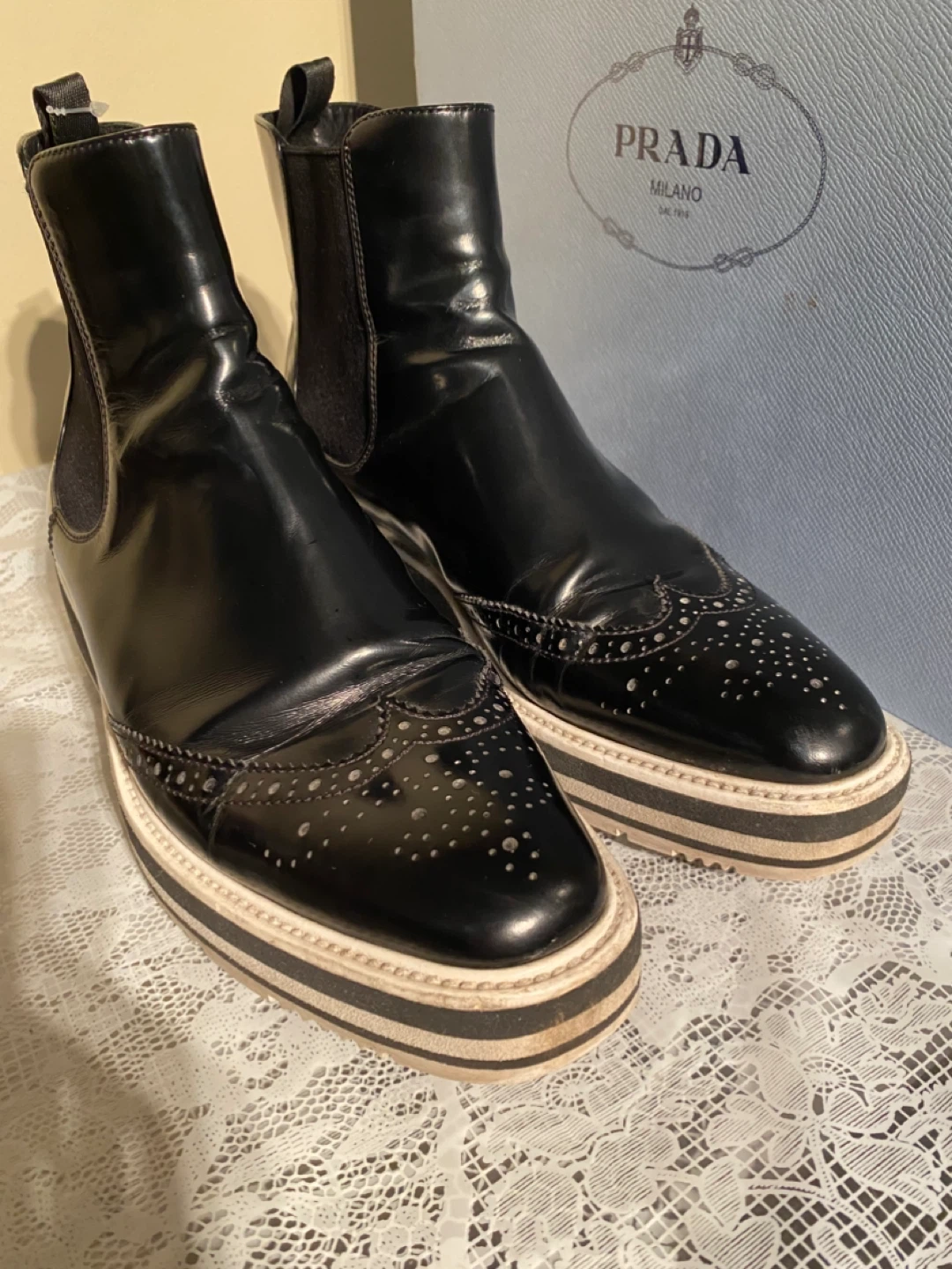Authentic Prada Leather Chelsea Dress Boots Sz 9.5 - photo 4