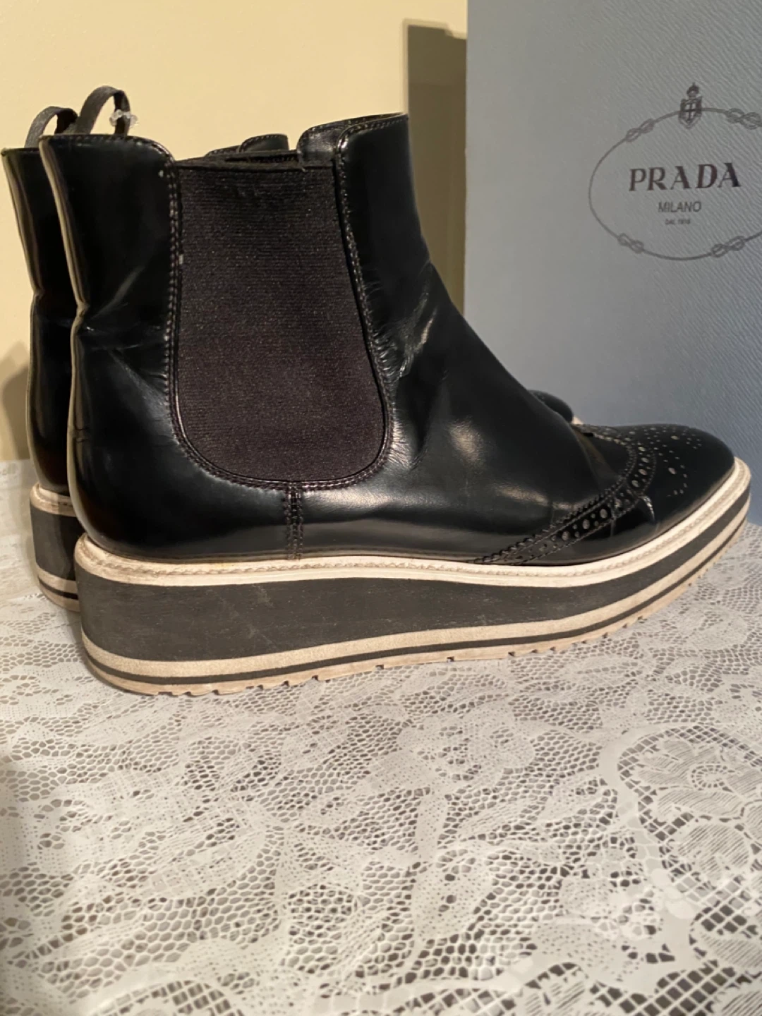 Authentic Prada Leather Chelsea Dress Boots Sz 9.5 - photo 2
