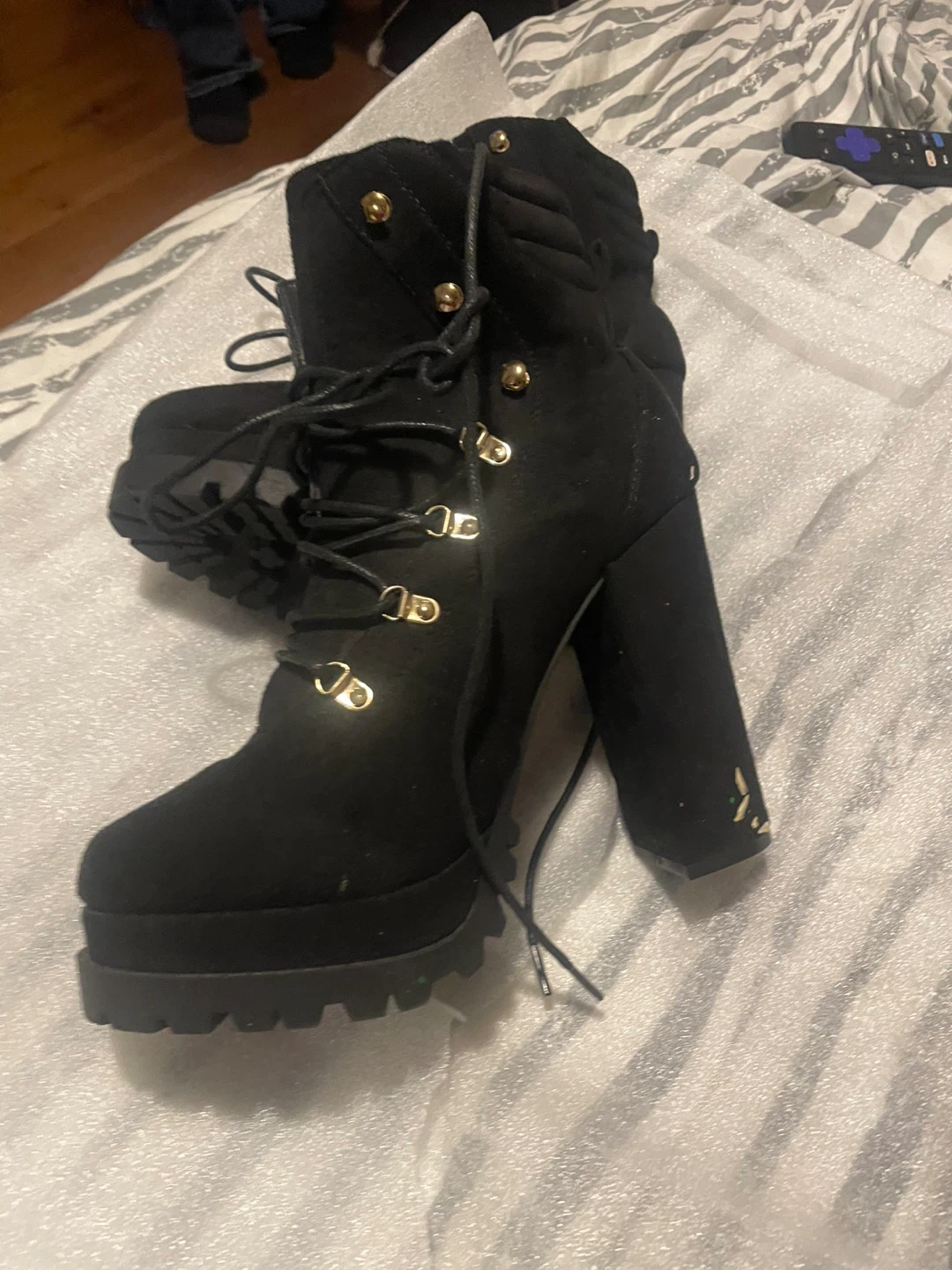 Black Heeled Platform Boots