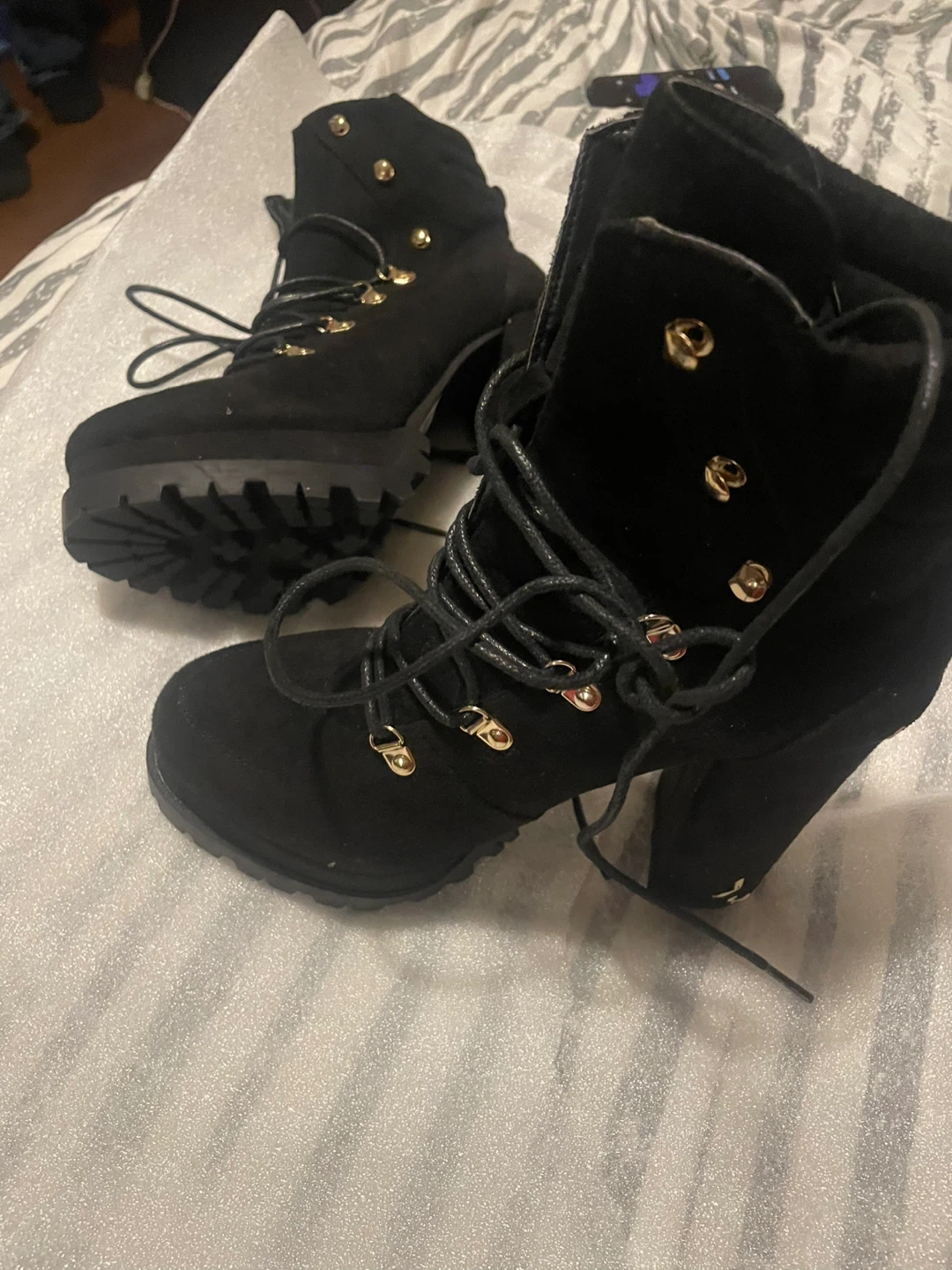 Black Heeled Platform Boots - photo 2