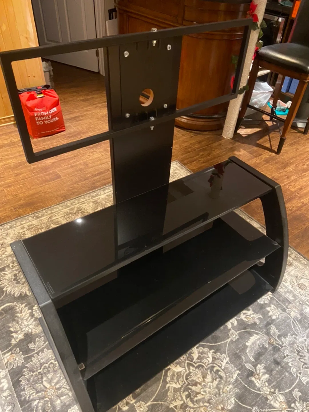 Black TV Stand with Glass Shelves image indicator(2)