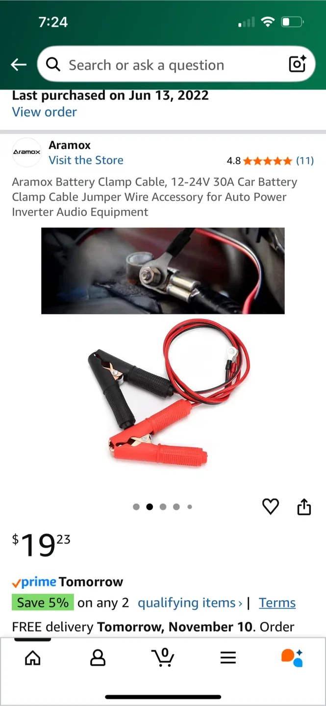 Aramox Battery Clamp Cable for car or inverter image indicator(2)