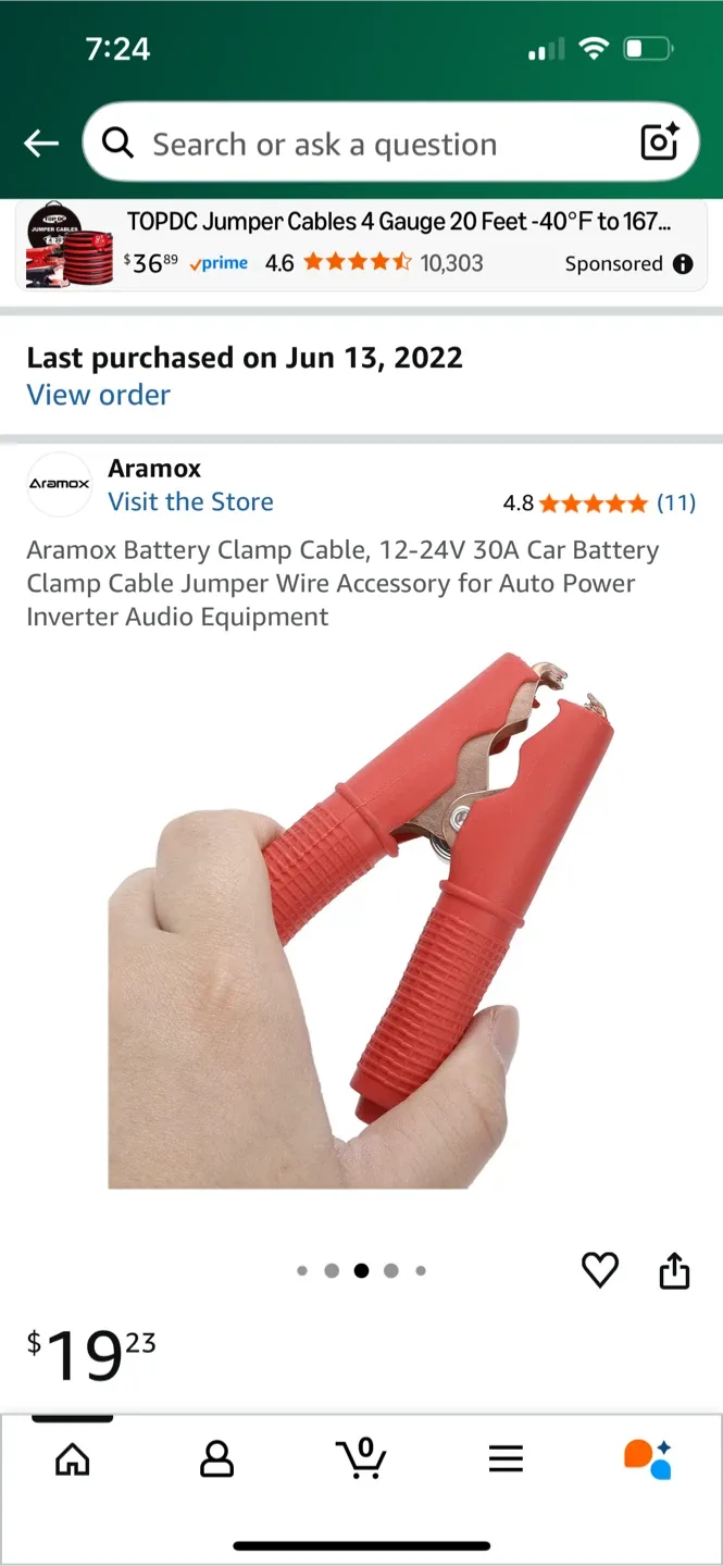 Aramox Battery Clamp Cable for car or inverter image indicator(6)