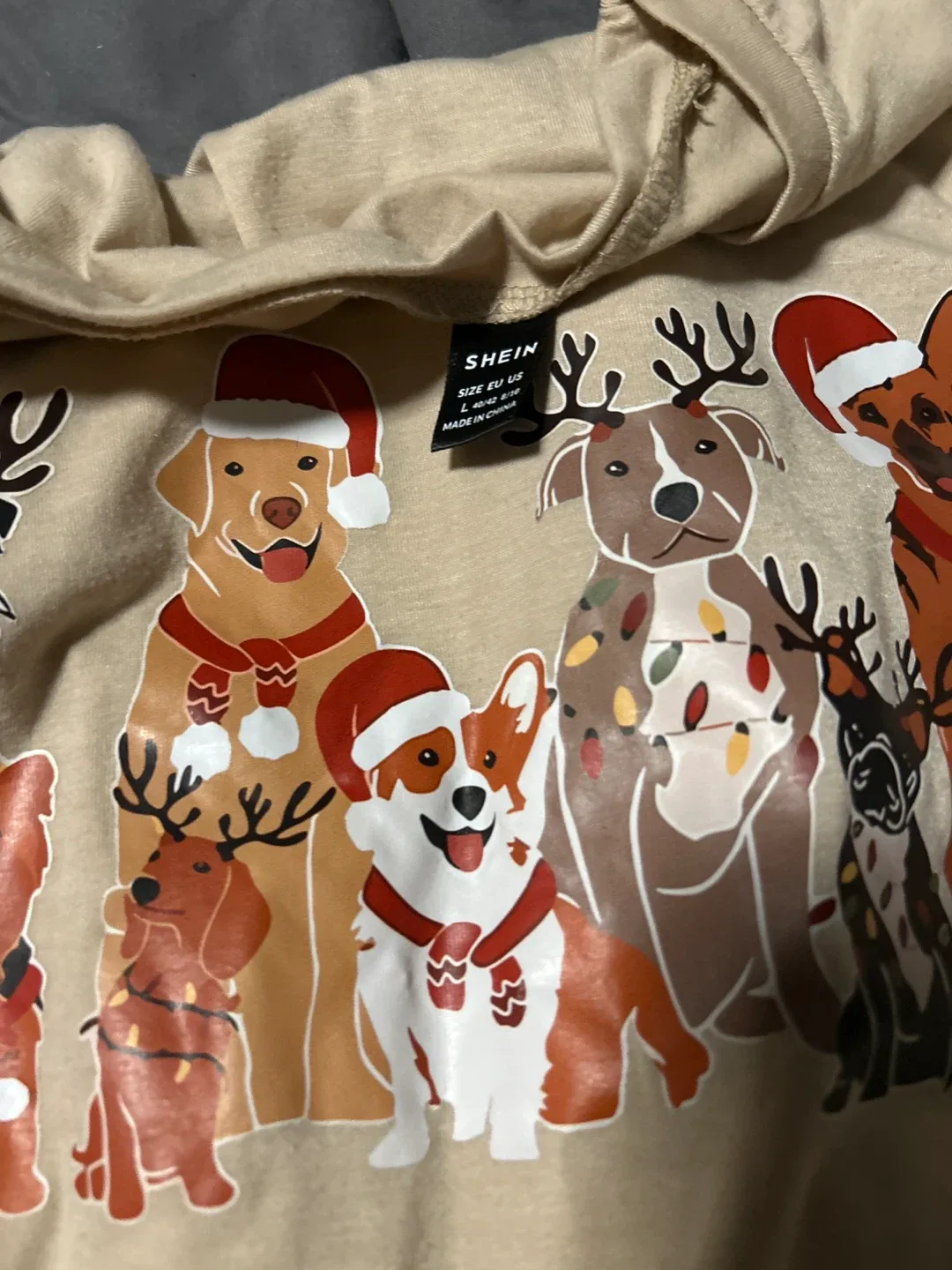 Shein Dog Print Tee - Size L & holiday work out long sleeve tee image indicator(2)