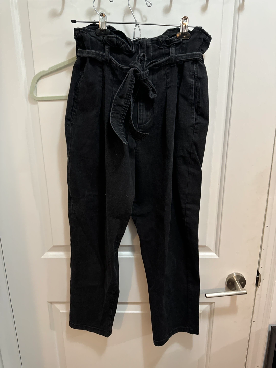 Black Paper Bag Waist Pants