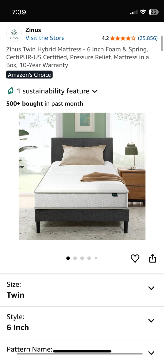 Zinus Twin Hybrid 6-Inch Mattress