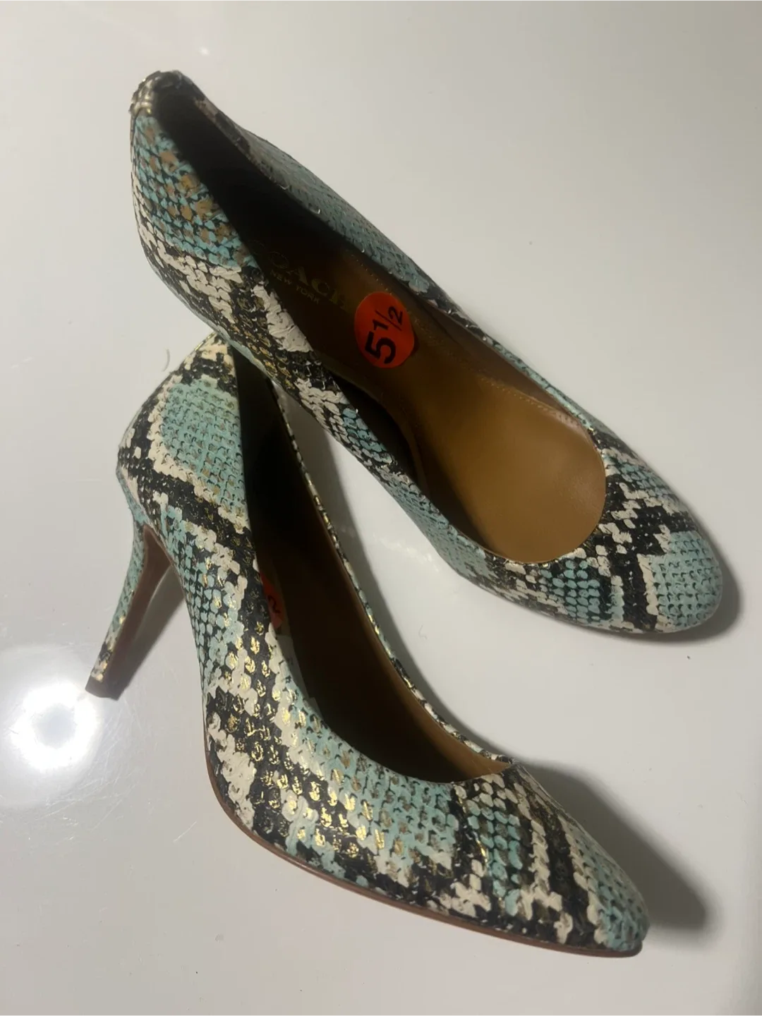 Coach Snake Print Heels, Size 5.5