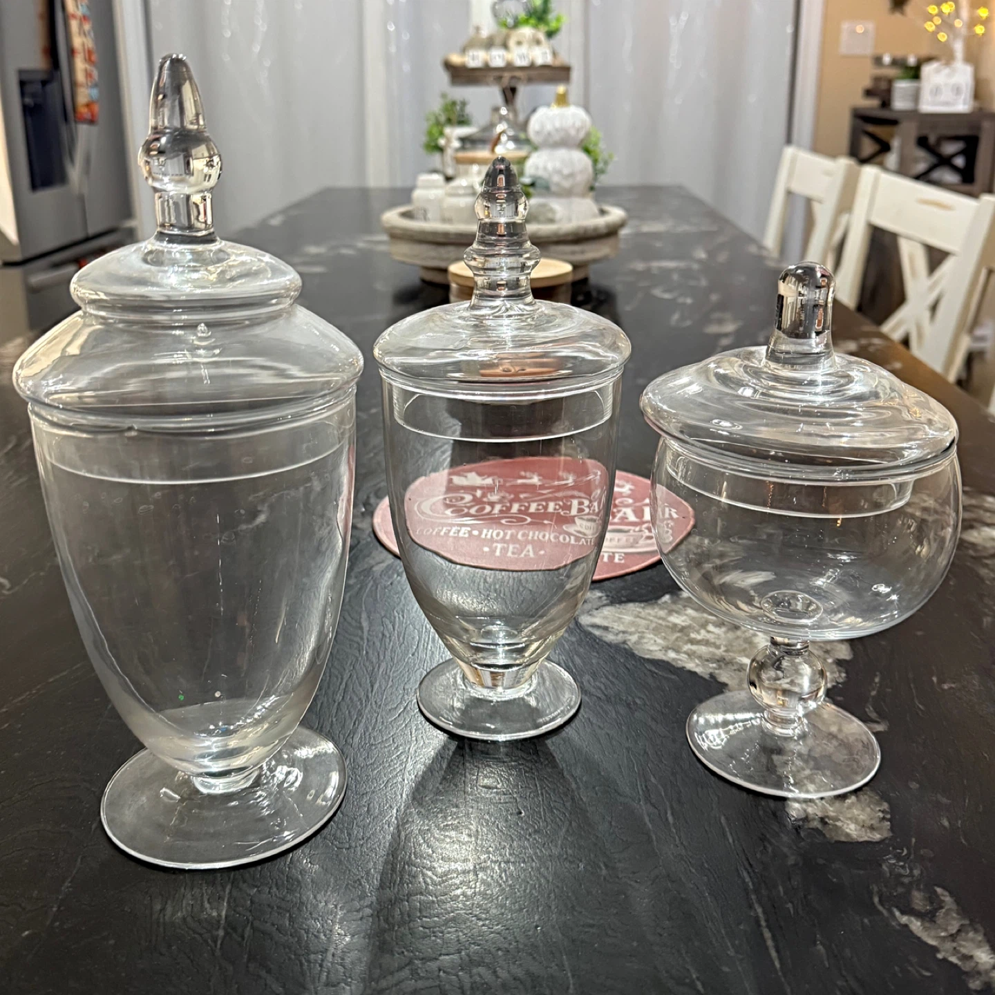 Set of 3 Glass Candy Jars
