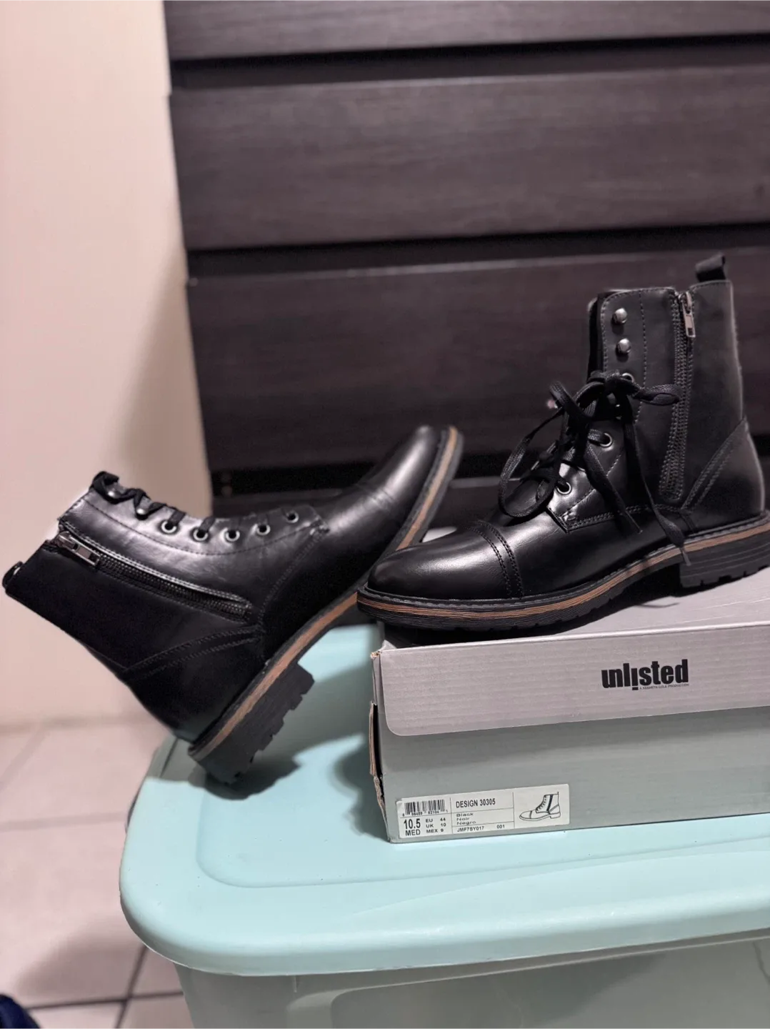 Unlisted Black Leather Boots - Size 10.5 image indicator(2)
