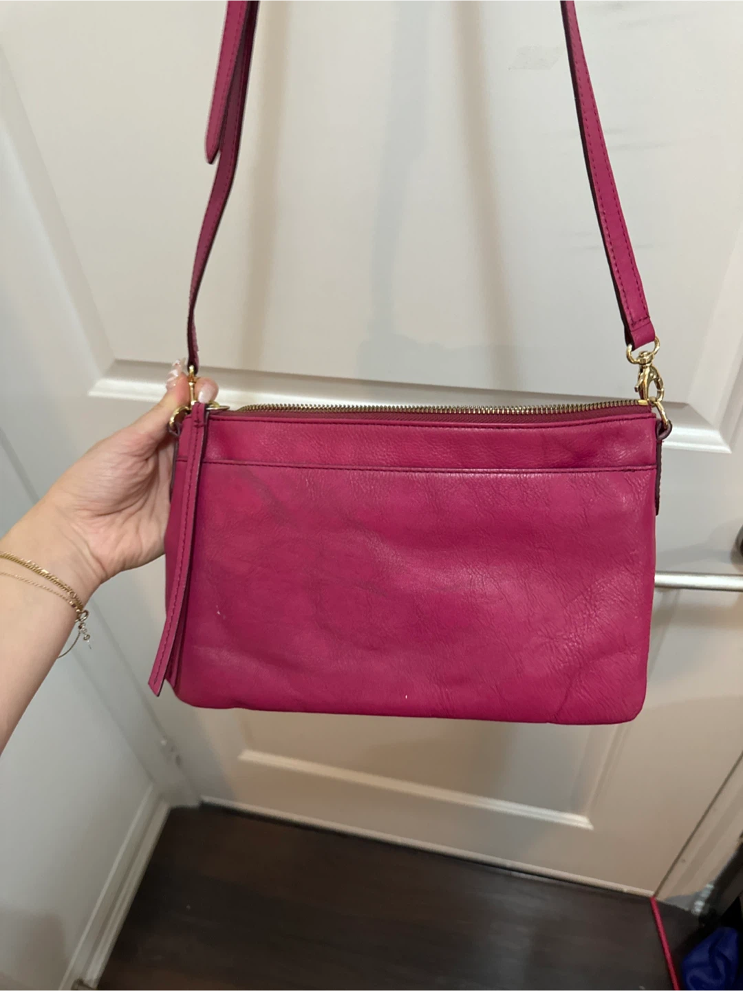 Fossil Pink Genuine Leather Crossbody Bag - photo 3