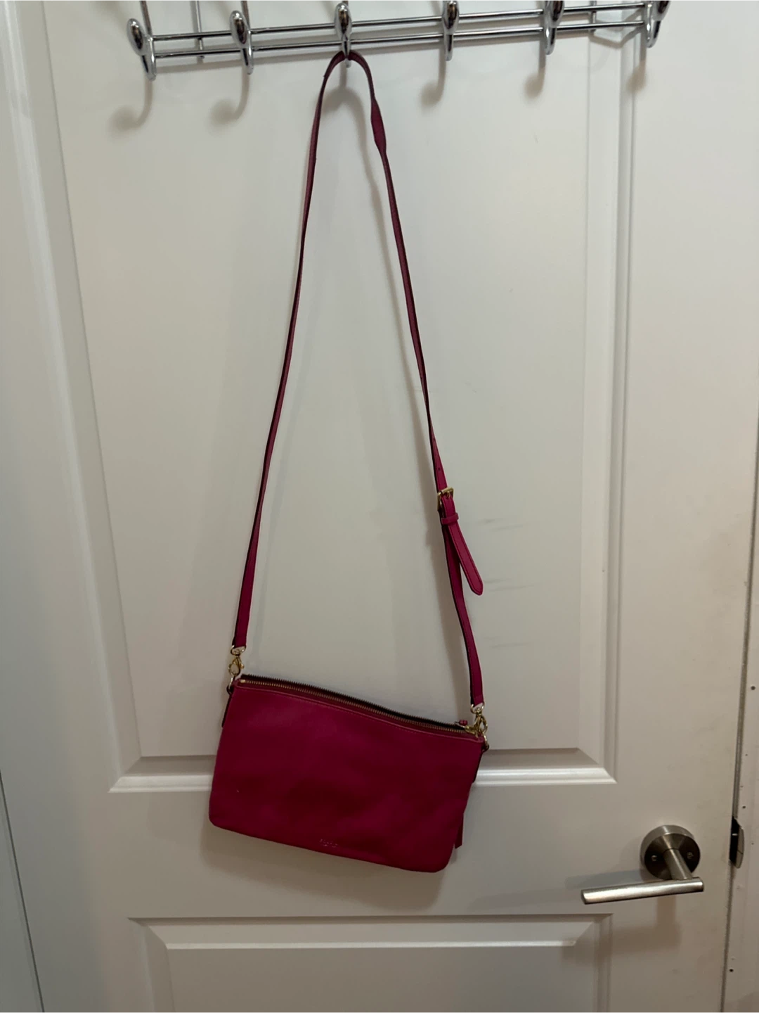 Fossil Pink Genuine Leather Crossbody Bag