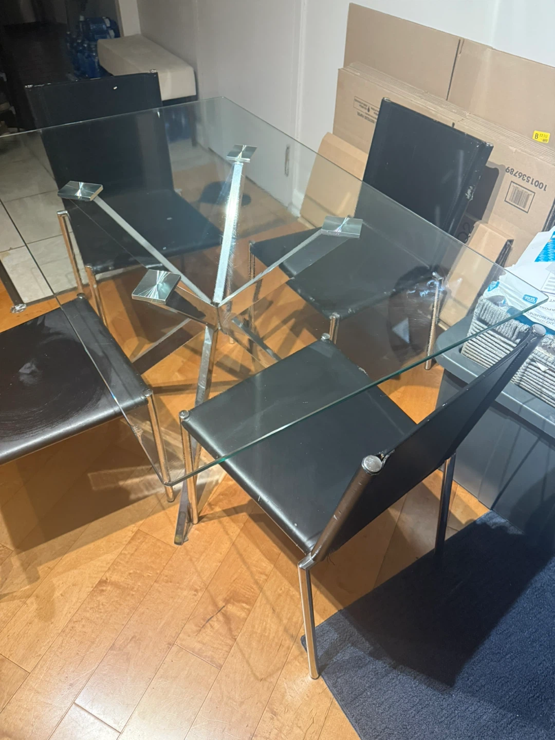 Glass Top Dining Table with 4 Black Chairs - photo 3