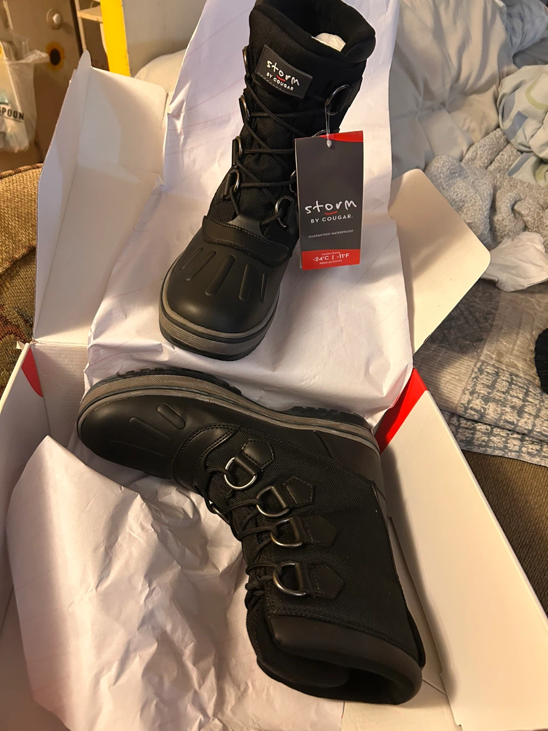 New Cougar Spokane Black Waterproof Boots - Size 9