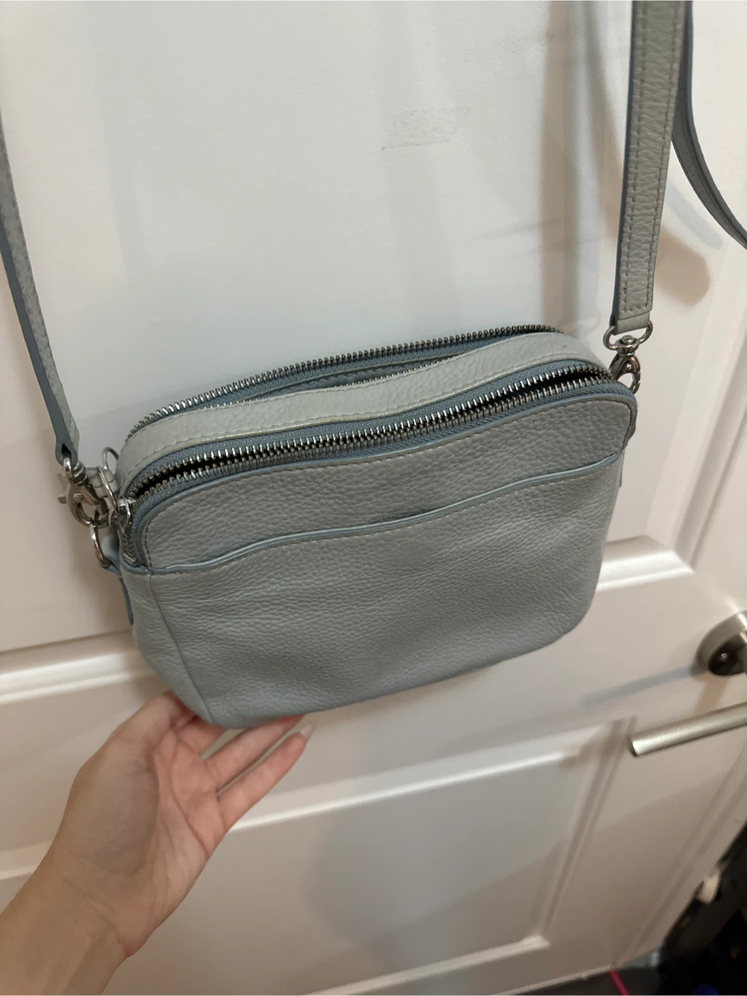 Fossil Grey Genuine Leather Crossbody Bag - photo 4