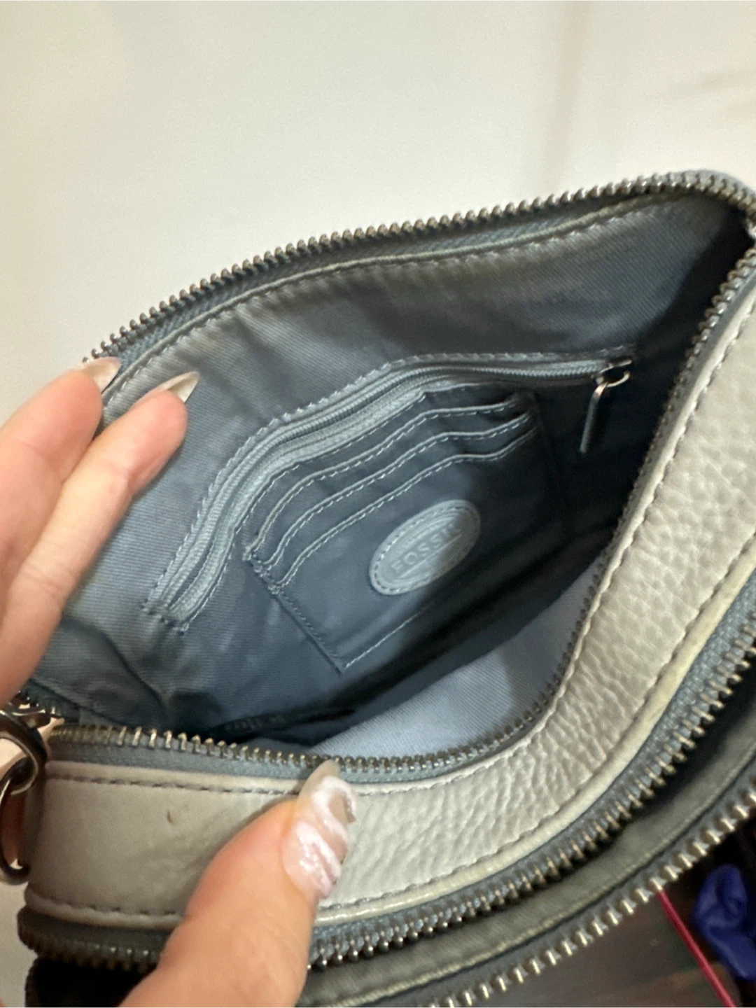Fossil Grey Genuine Leather Crossbody Bag - photo 3
