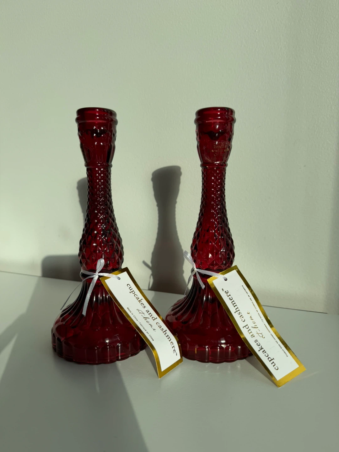 Cupcakes and Cashmere At Home Red Candlestick Holders - photo 3
