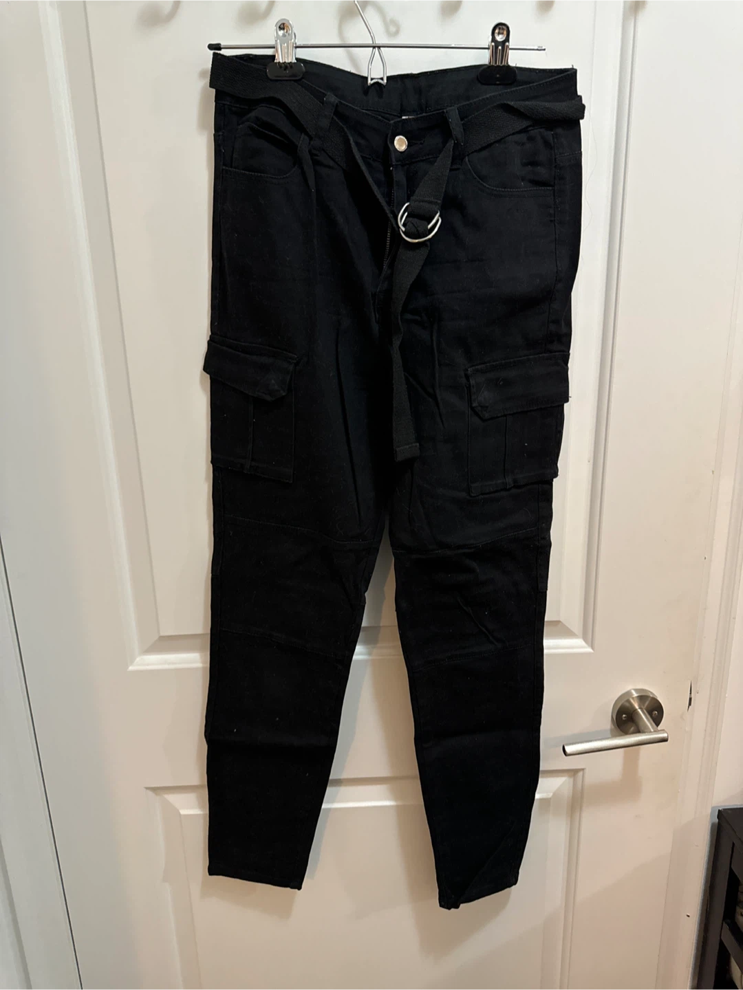 Black Cargo Pants with Belt