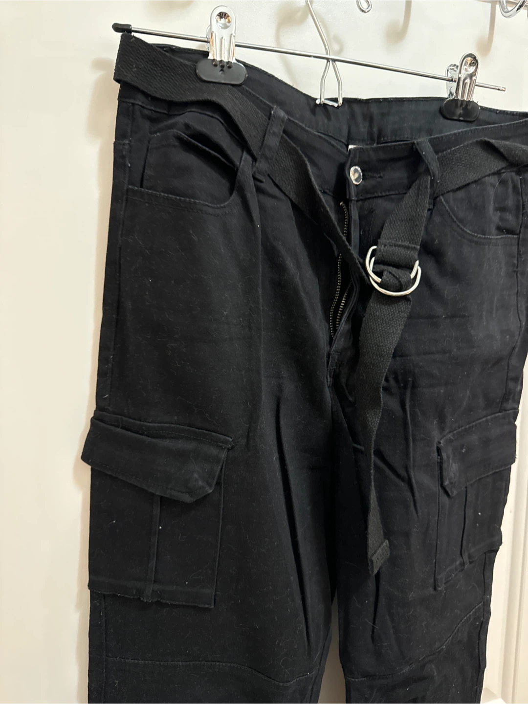 Black Cargo Pants with Belt - photo 2