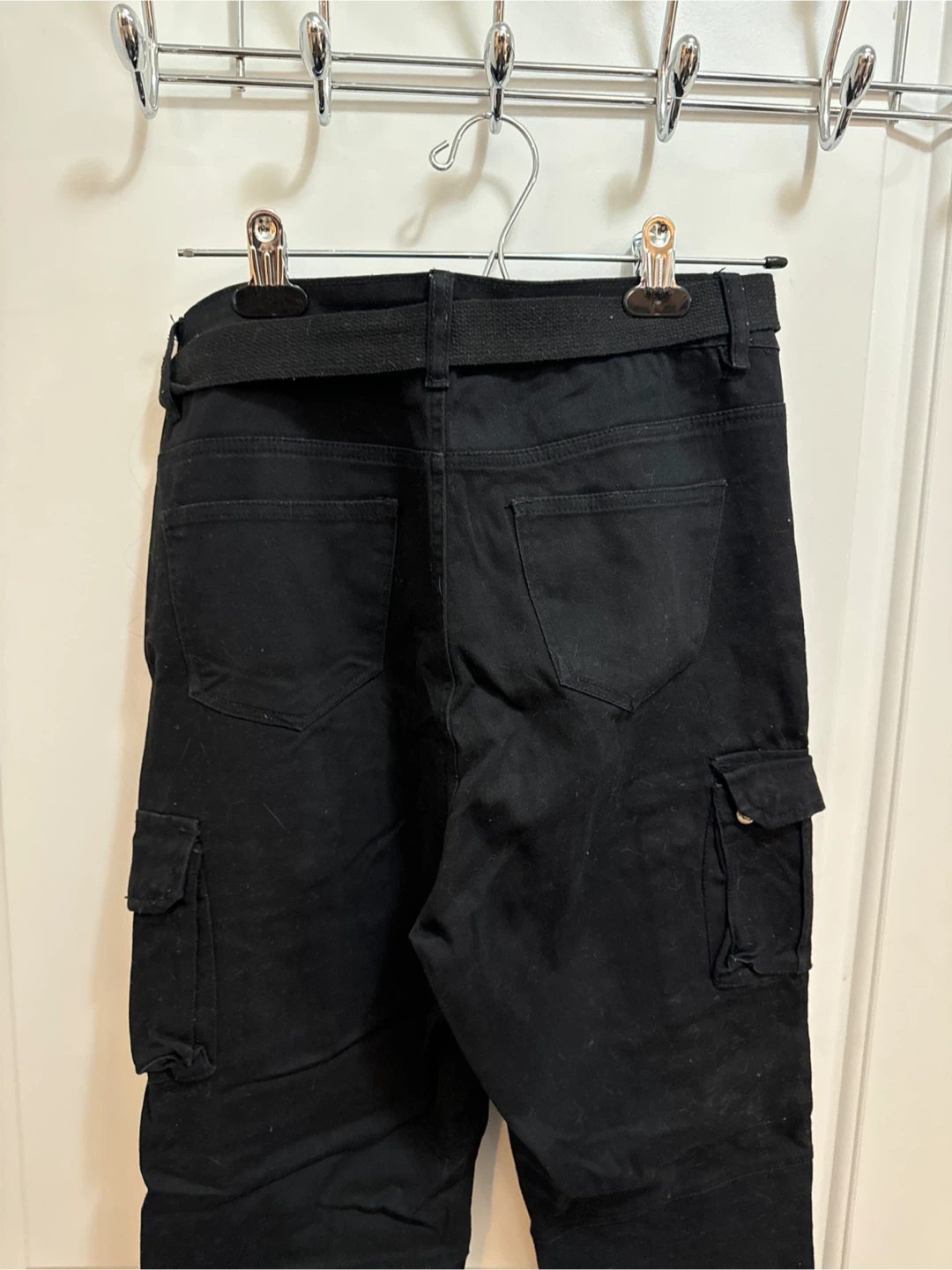 Black Cargo Pants with Belt - photo 3