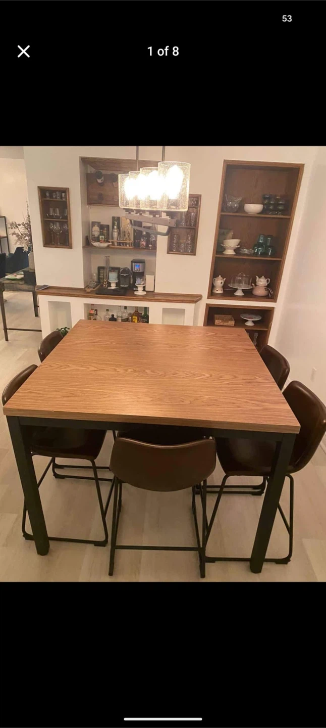 Square Dining Table - Wood & Metal