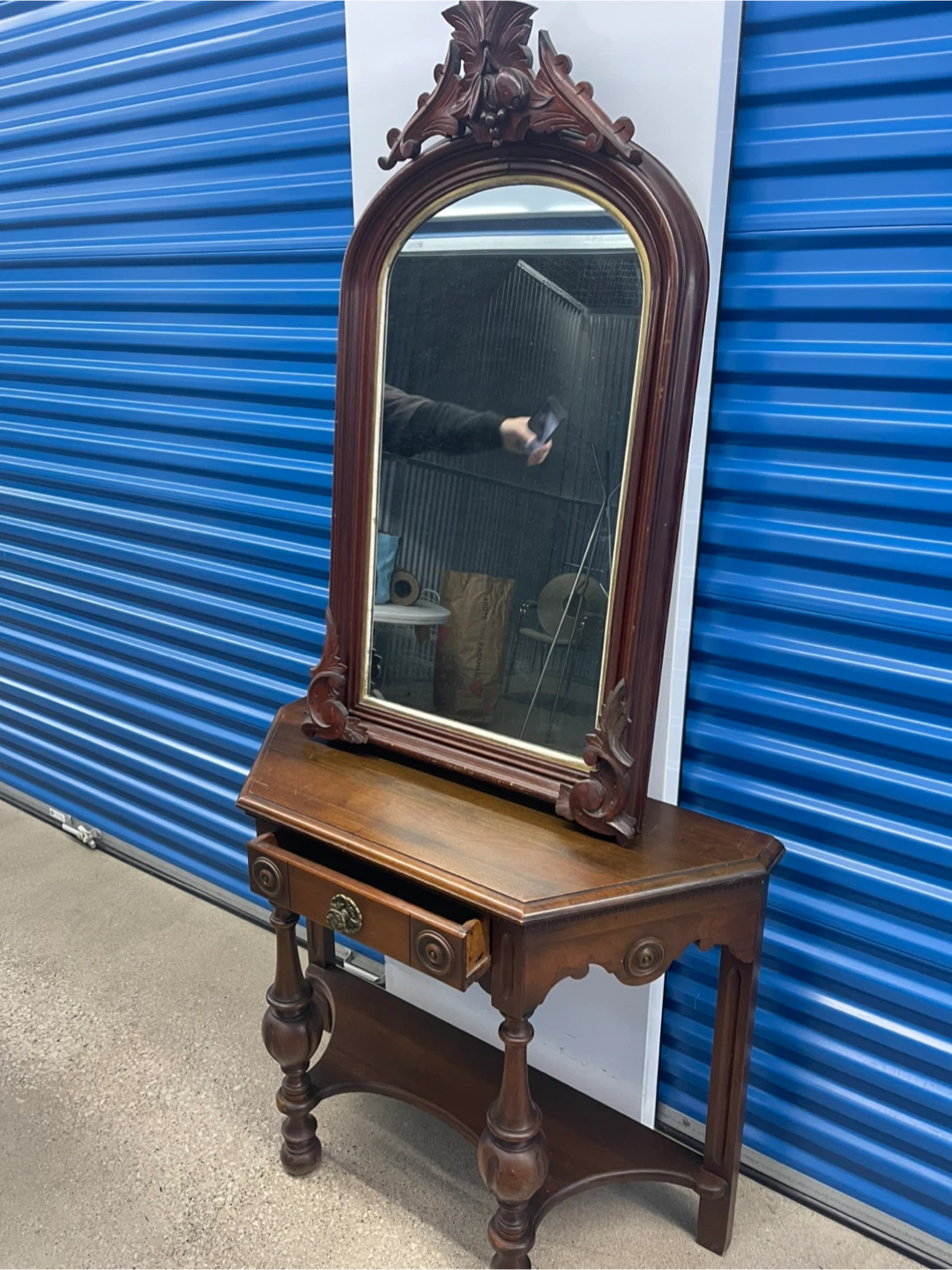 Antique Vanity Table with Mirror - photo 2
