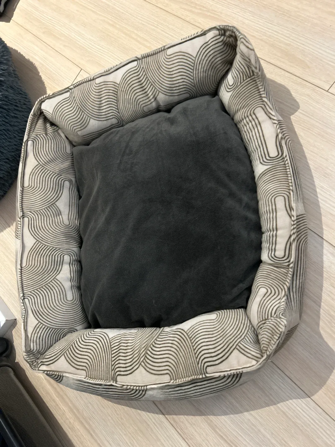 Patterned Dog Bed with Grey Cushion