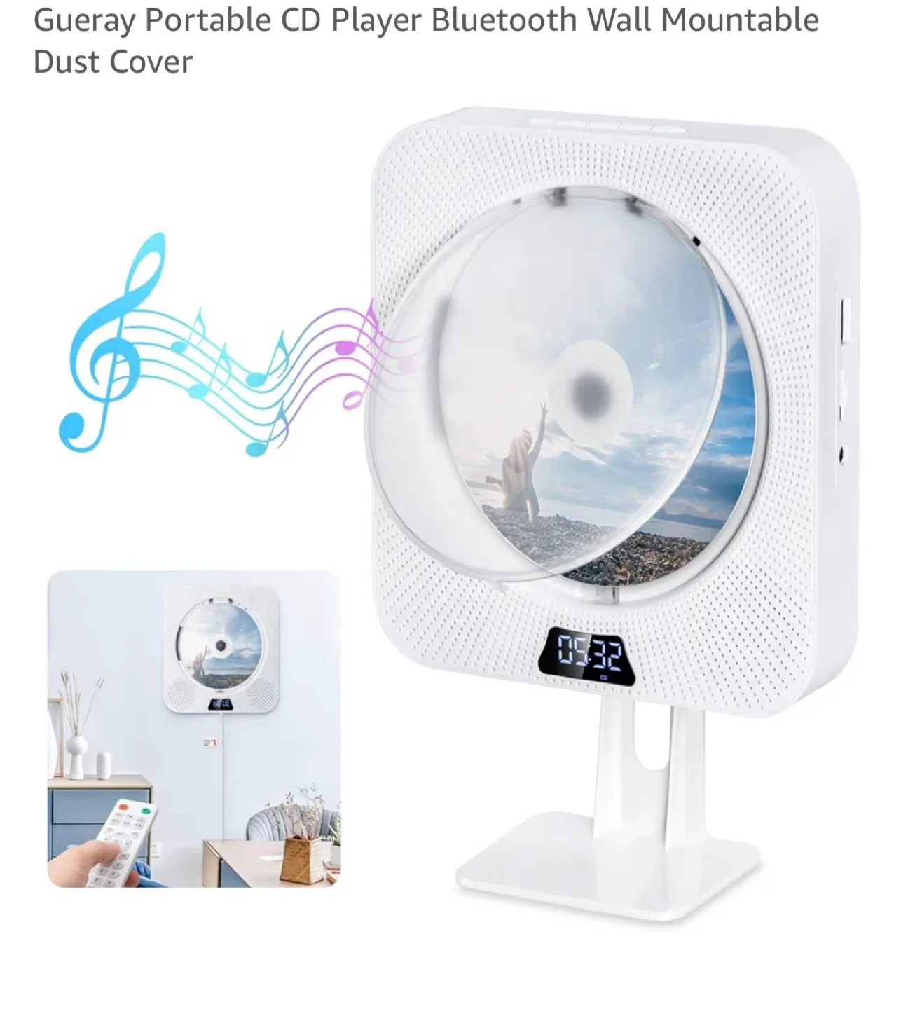 Portable CD Player Bluetooth FM Radio, Wall Mountable image indicator(5)