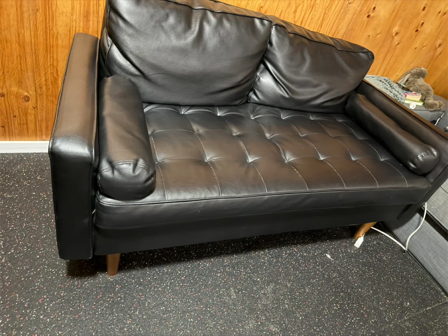 Black Leather Loveseat Sofa image indicator(2)