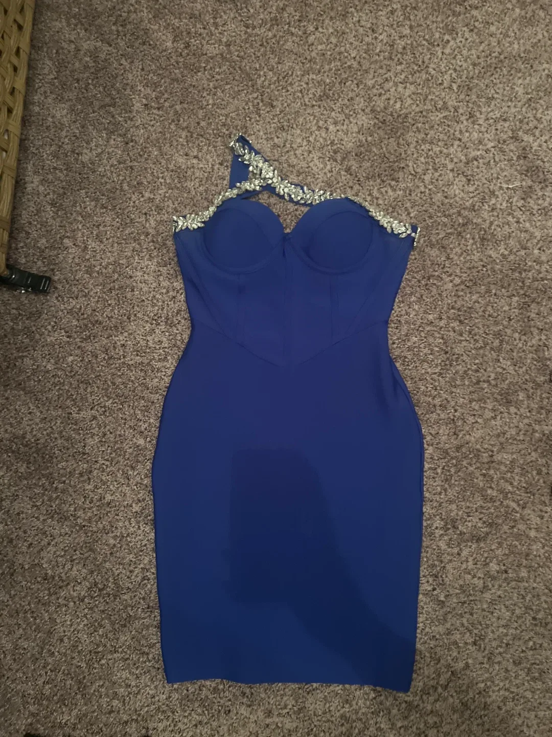 Blue Mini Dress with Rhinestone Detail