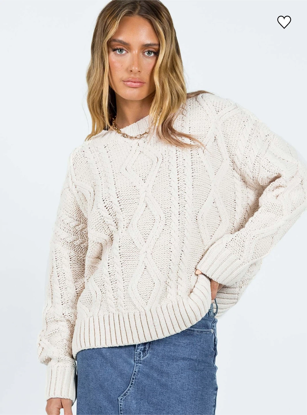 Princess Polly Cream Cable Knit Sweater