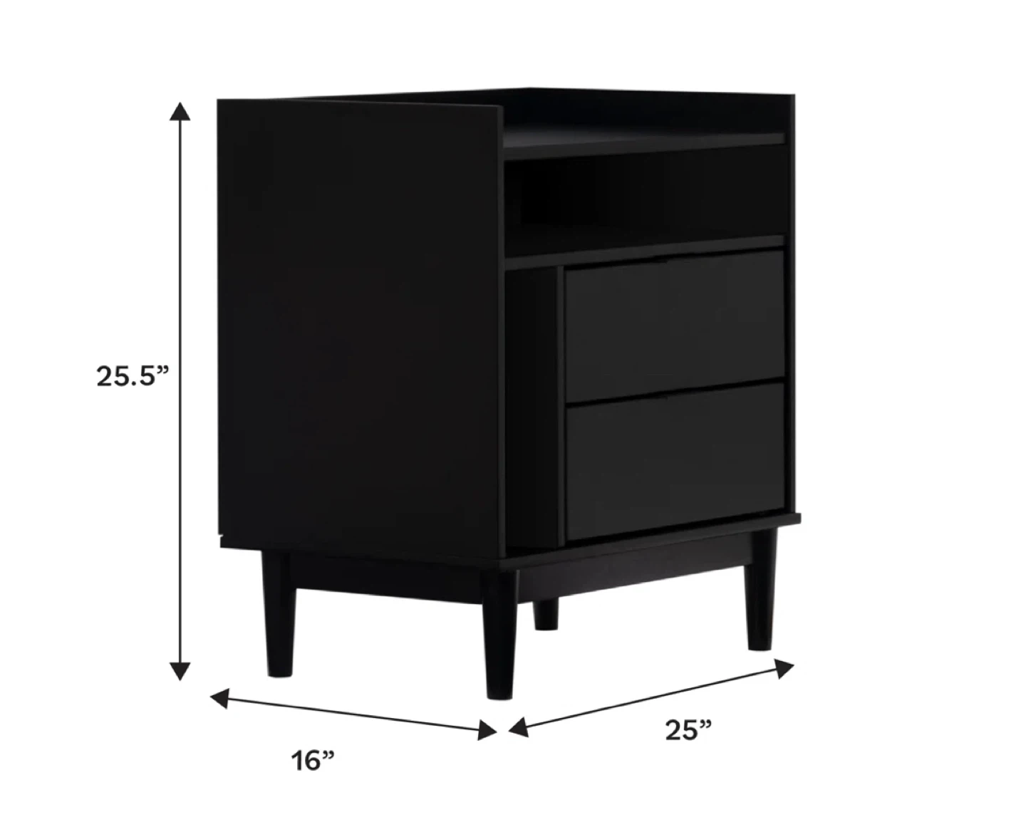 Gheorghe Solid Wood 2-Drawer Nightstand - Black - photo 3