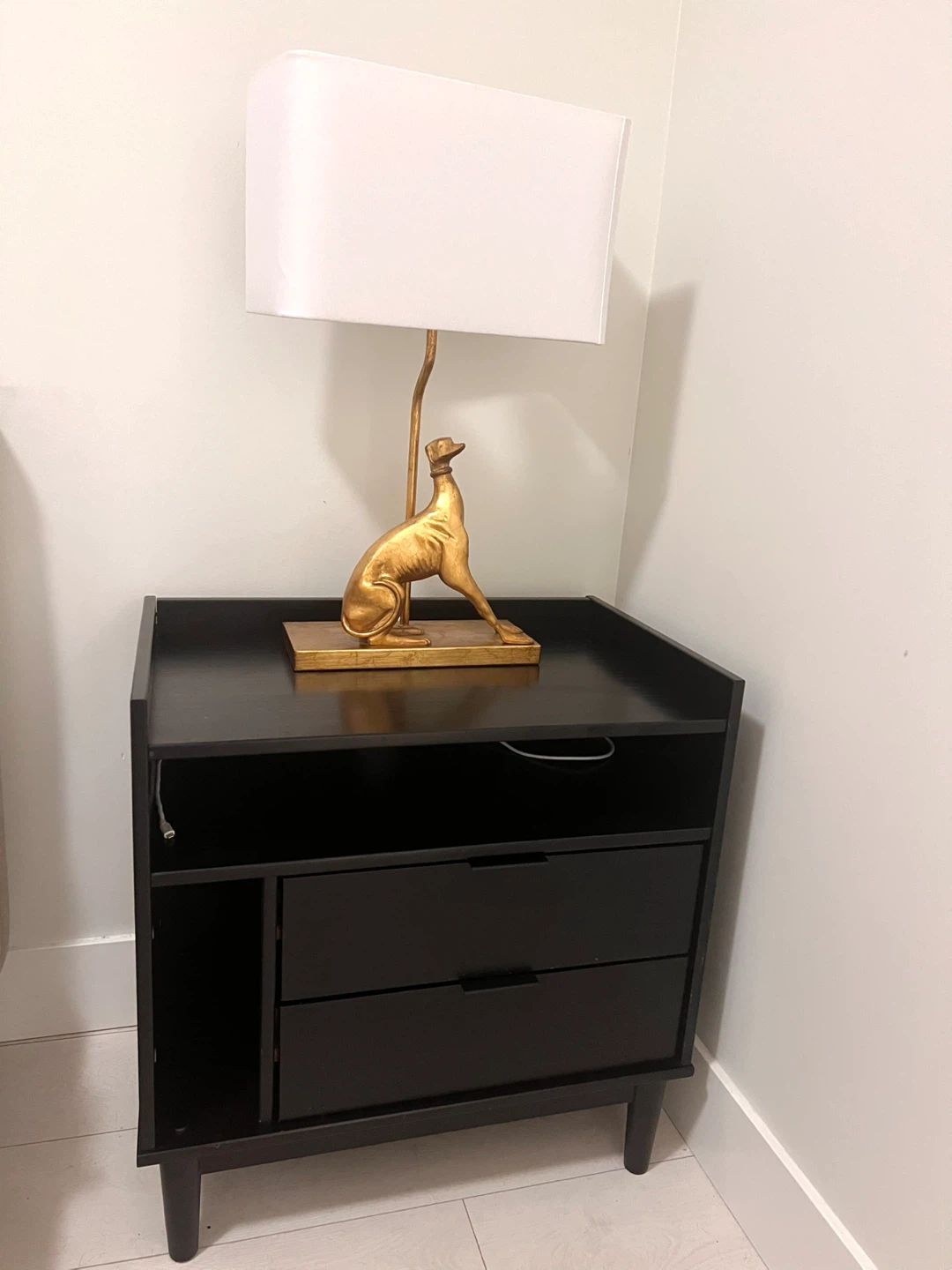 Gheorghe Solid Wood 2-Drawer Nightstand - Black