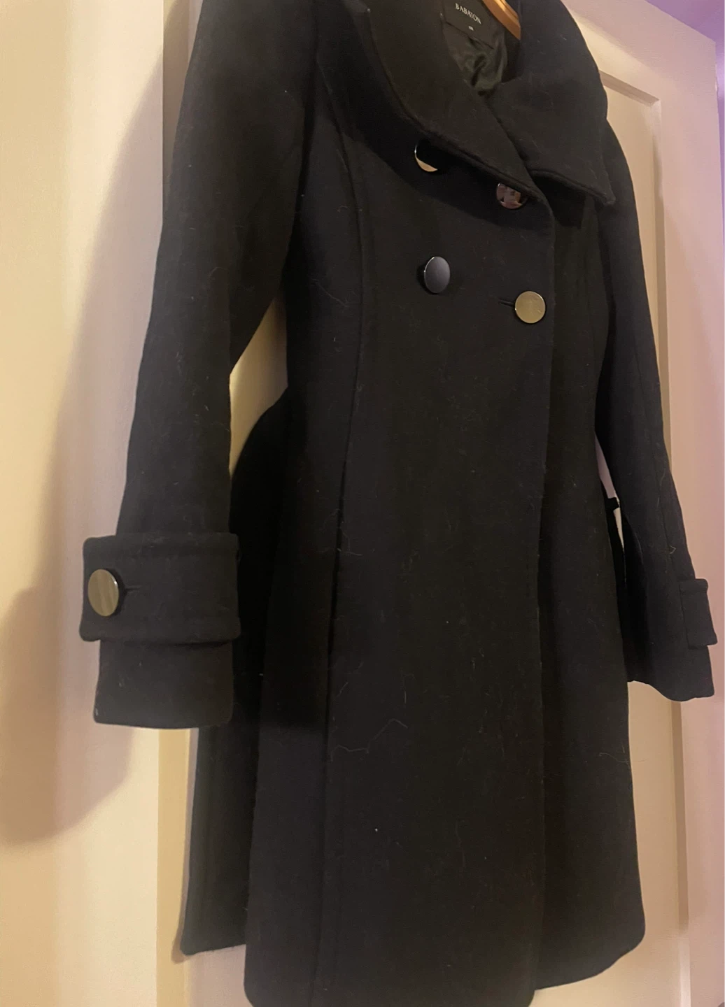 Babaton Black Wool & Cashmere Blend Coat