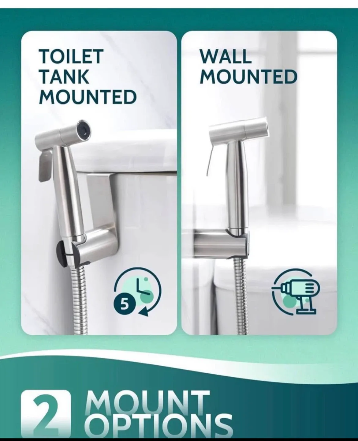 Bidet Sprayer for Toilet, Tank/Wall Mount, New image indicator(2)