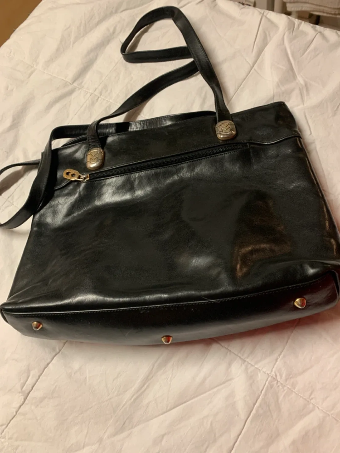 Marino Orlandi  Black Leather Tote Bag image indicator(3)