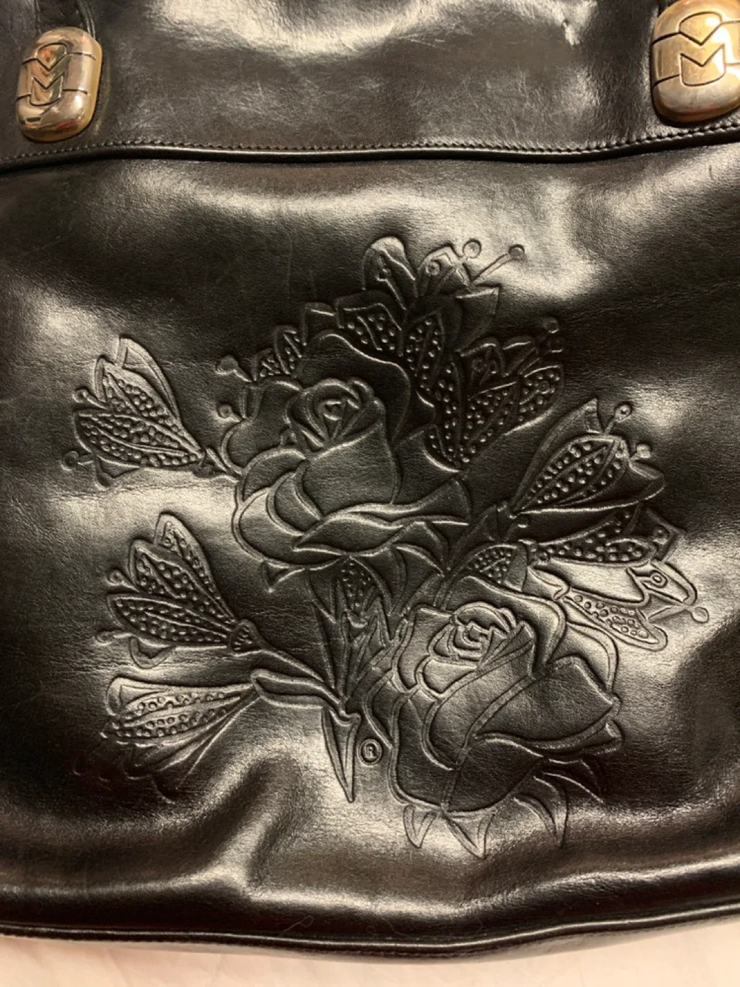 Marino Orlandi  Black Leather Tote Bag image indicator(2)