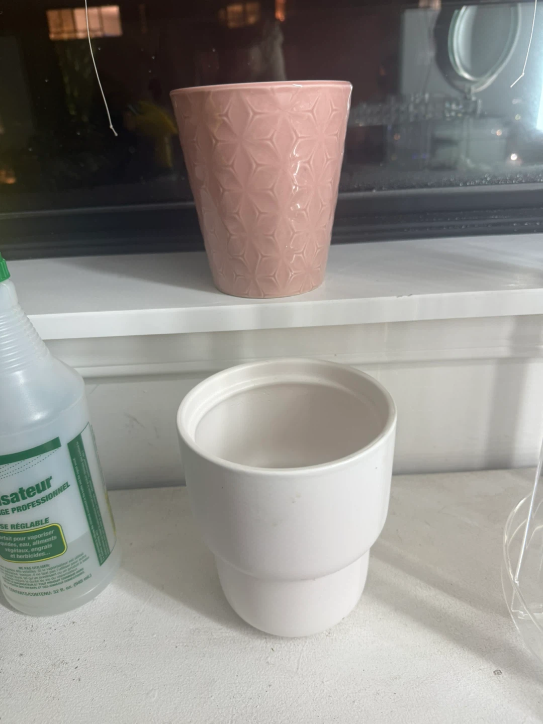 Two Cute Plant Pots - Pink & White