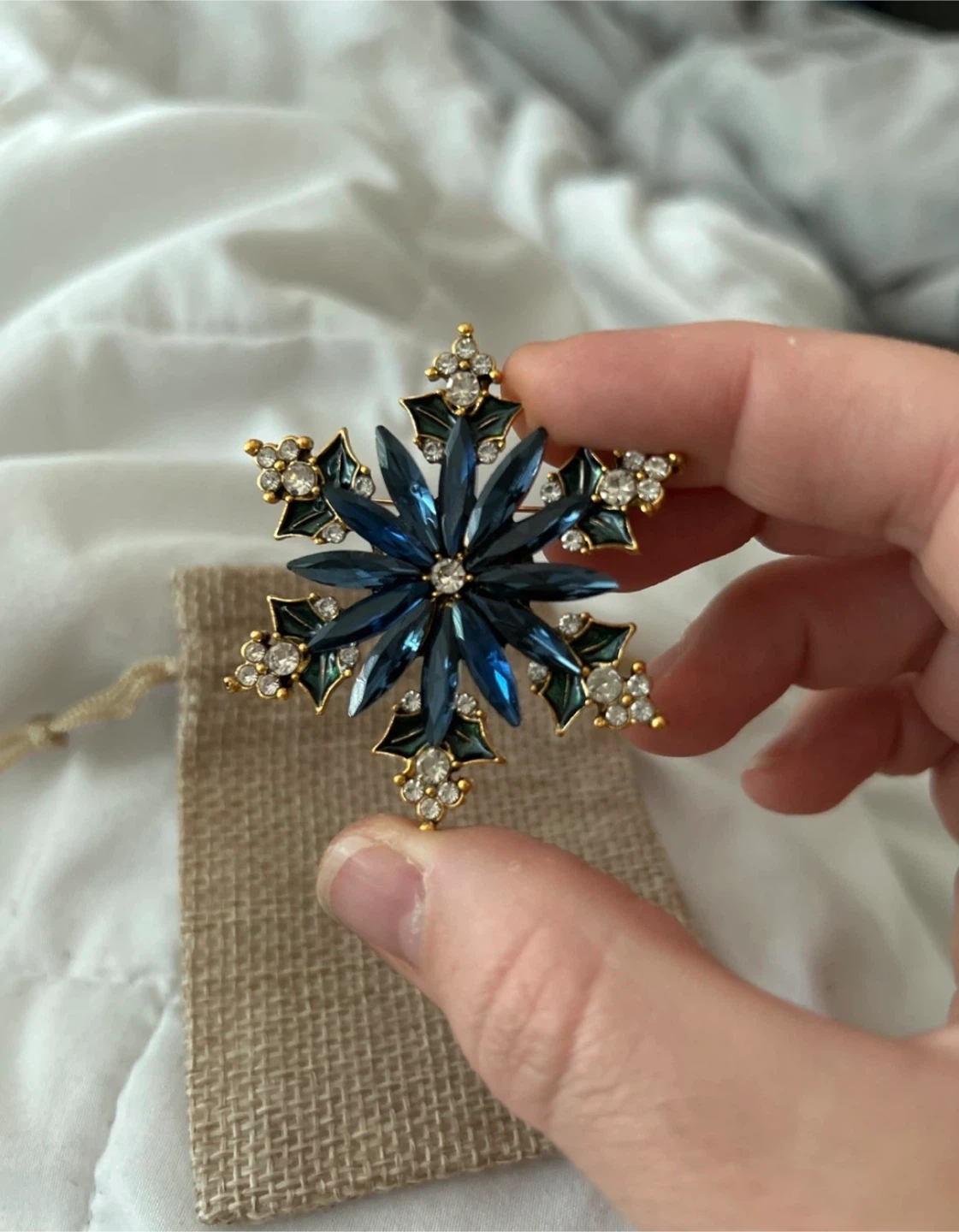Snowflake Brooch - Blue & Gold - photo 2
