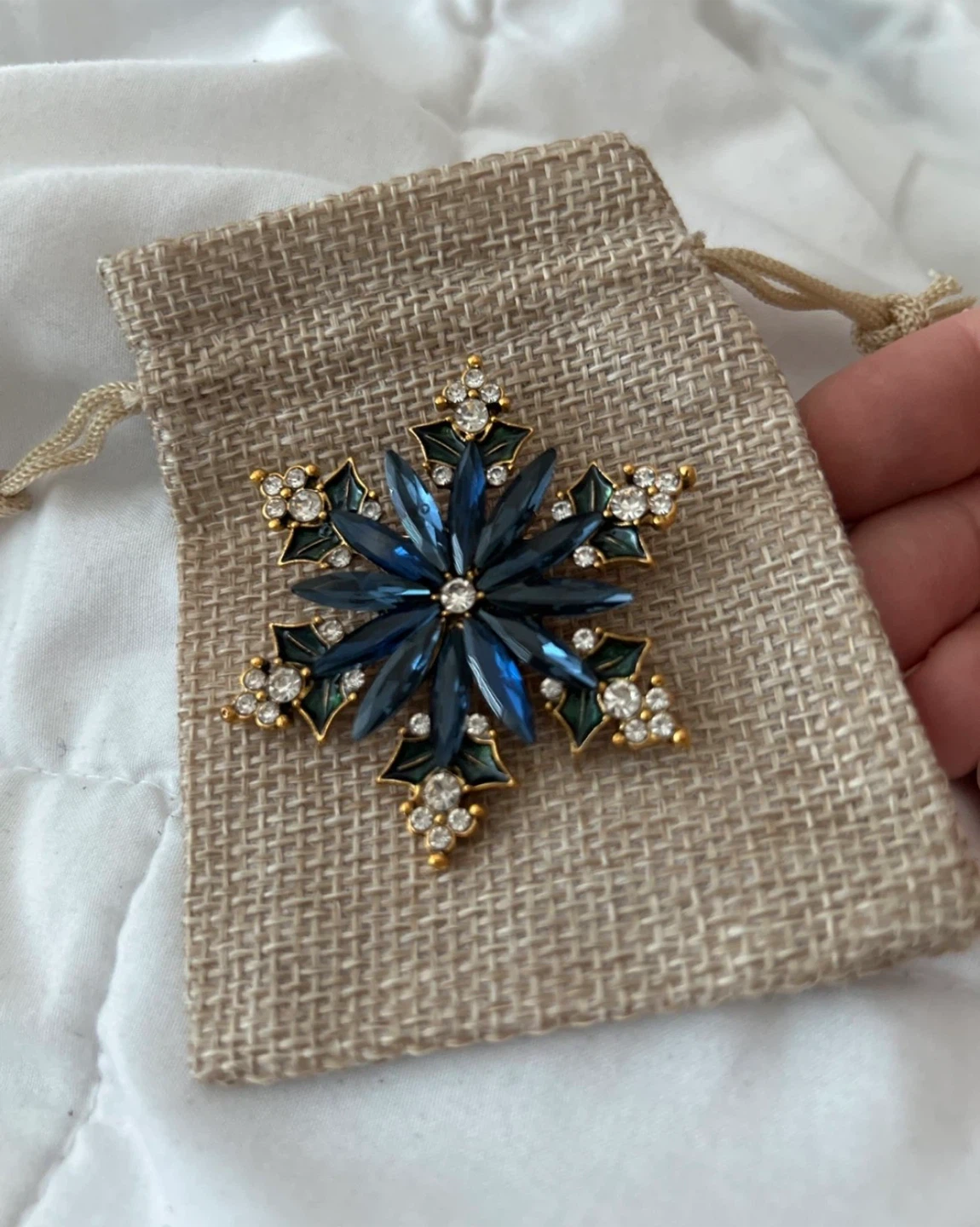 Snowflake Brooch - Blue & Gold