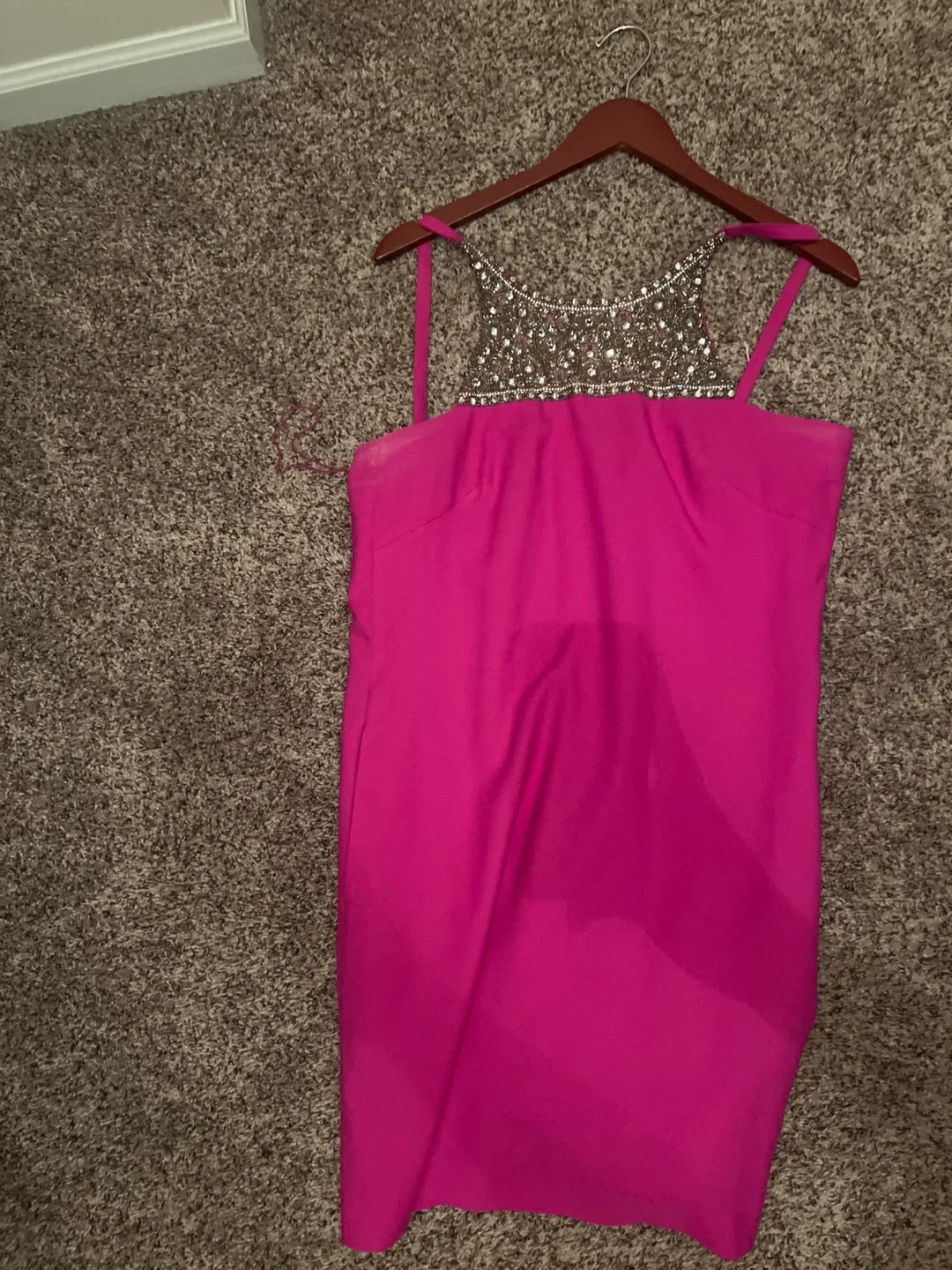 Pink Dress with Beaded Neckline