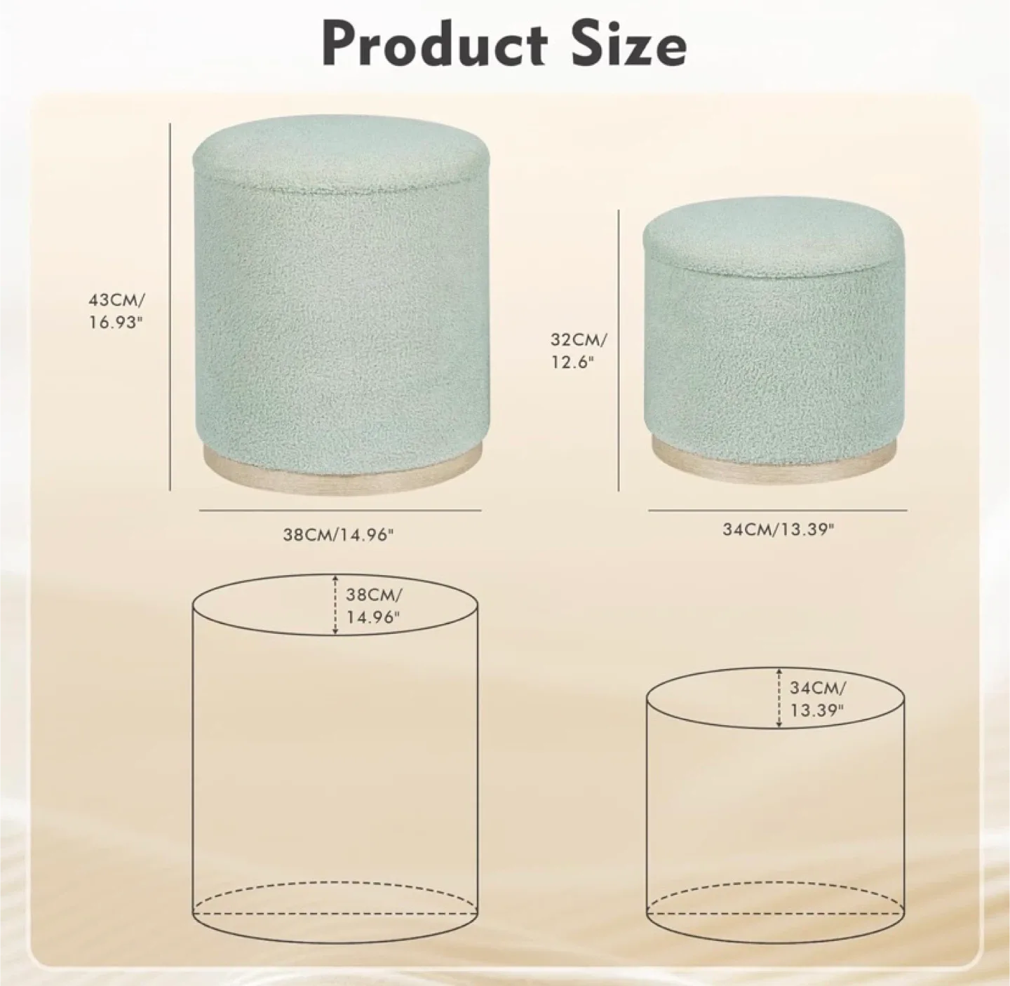 New Round Teddybear Ottoman with Storage Set of 2 image indicator(3)