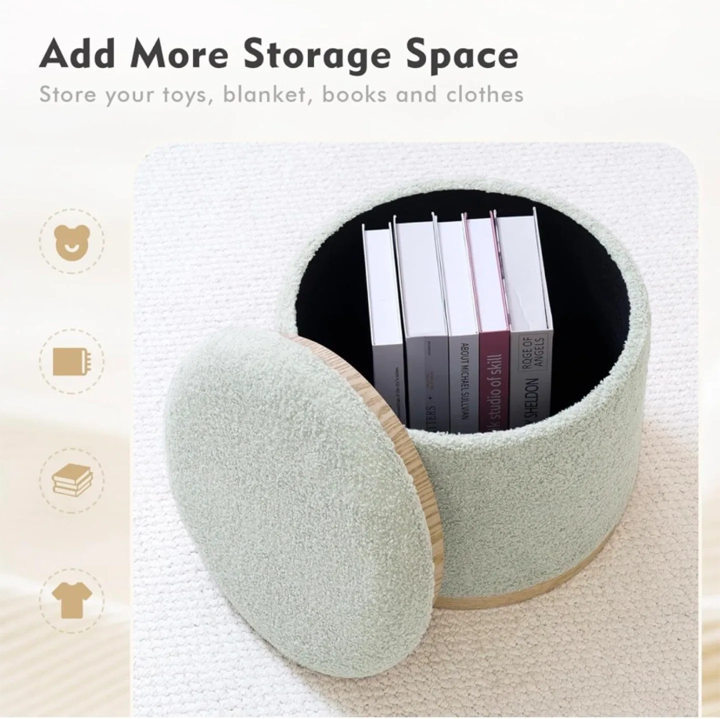 New Round Teddybear Ottoman with Storage Set of 2 image indicator(5)