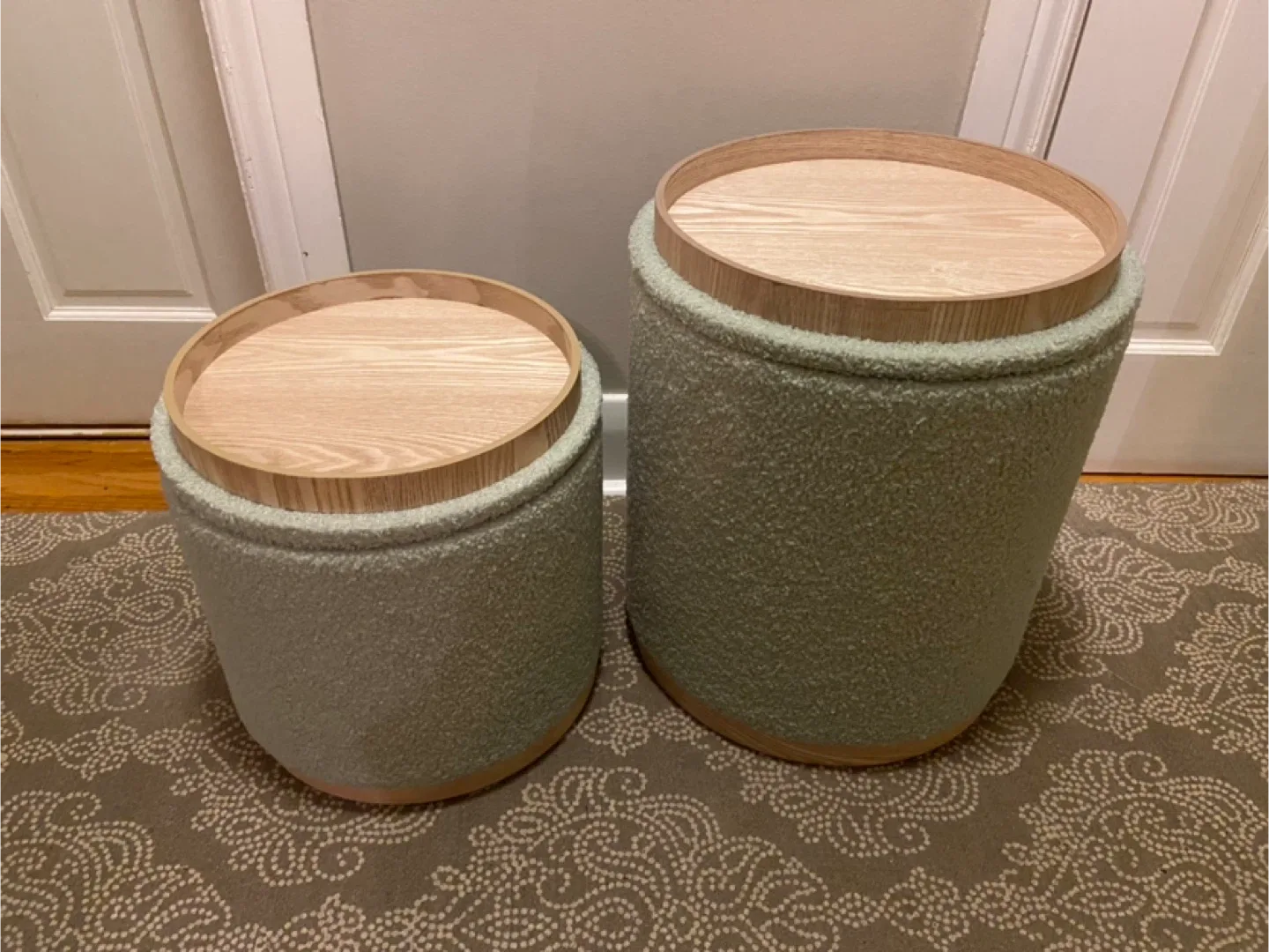 New Round Teddybear Ottoman with Storage Set of 2 image indicator(8)