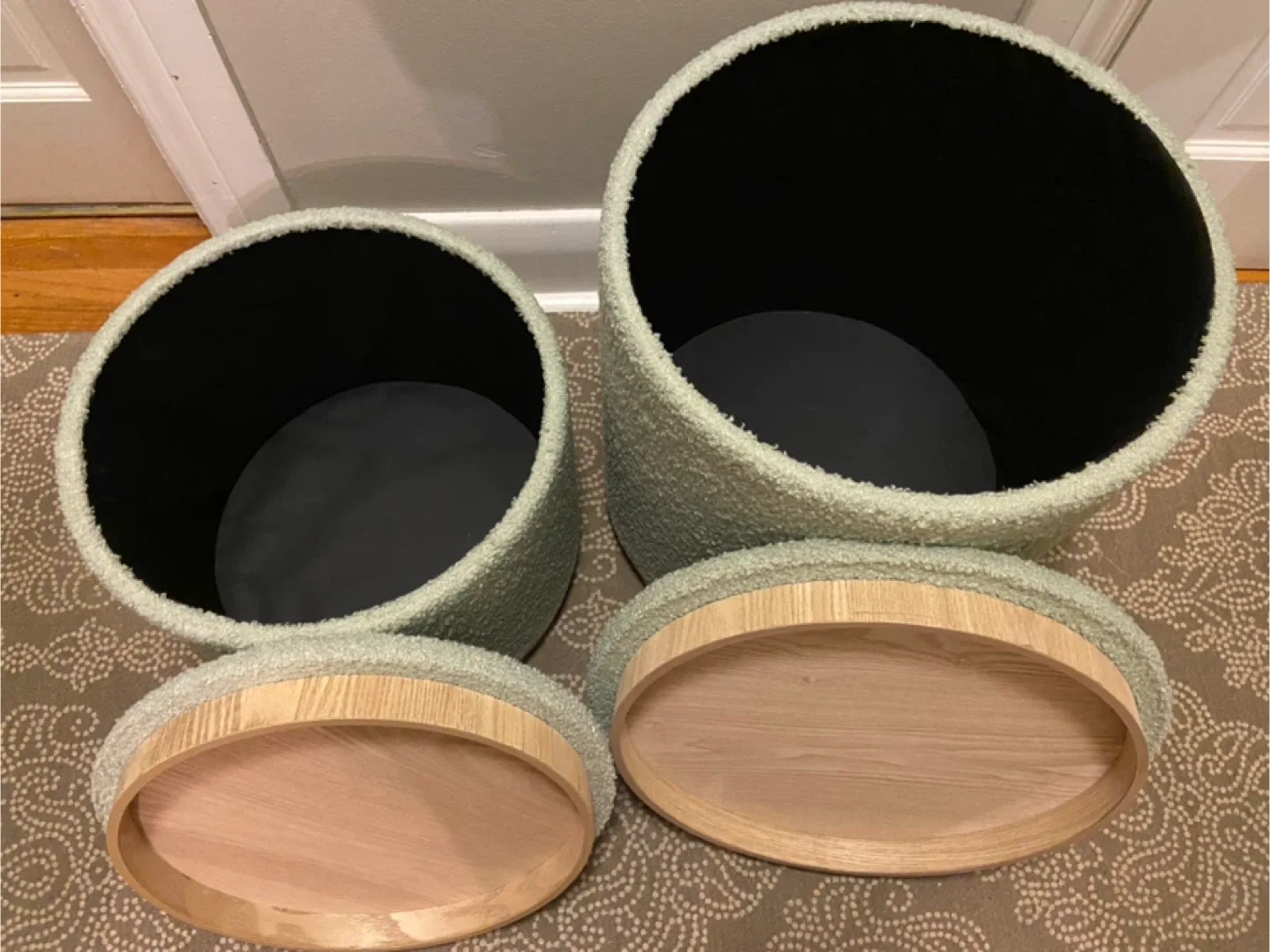 New Round Teddybear Ottoman with Storage Set of 2 image indicator(9)