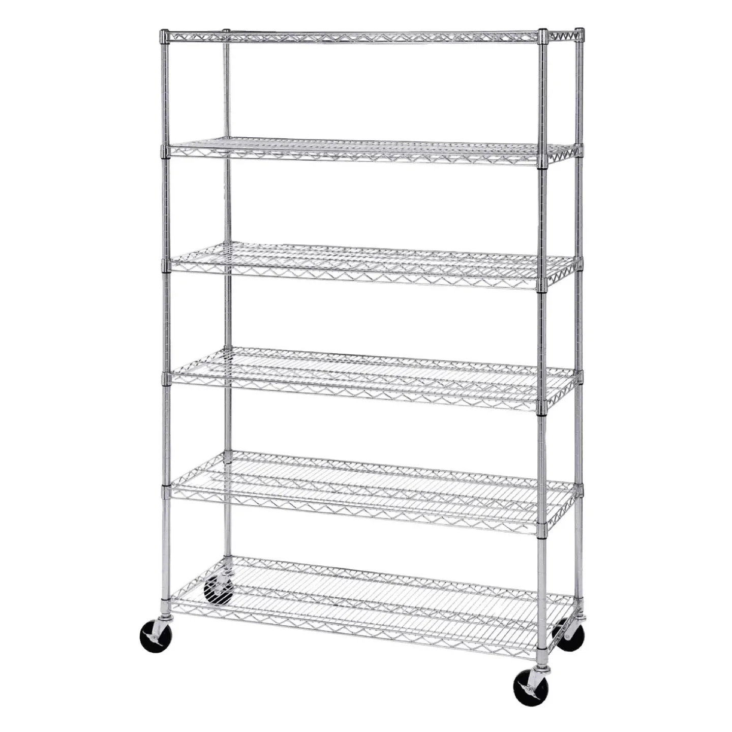 Chrome Metal Wire Shelving Rack on Wheels